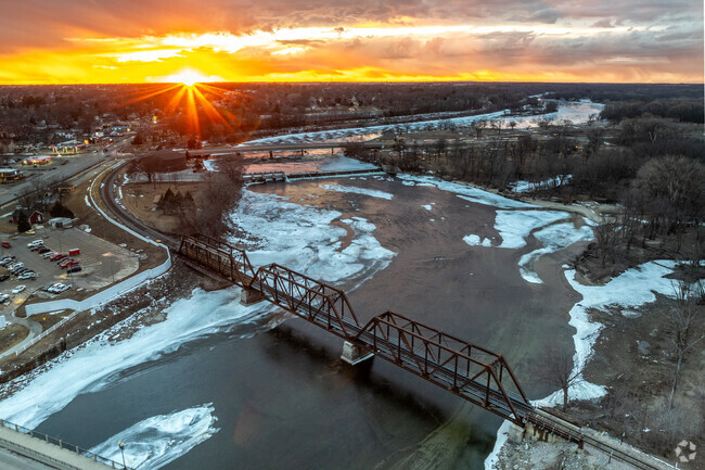 The Cedar River flows through Cedar Falls and gives the town its name.
