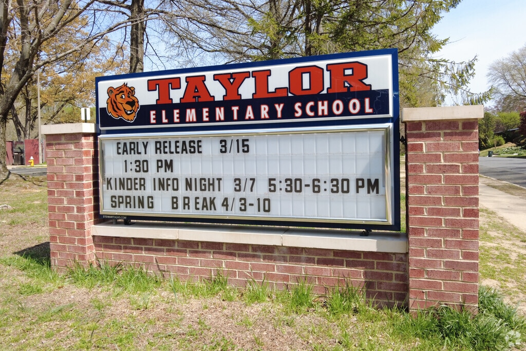 The Taylor Elementary School Sign welcomes students.