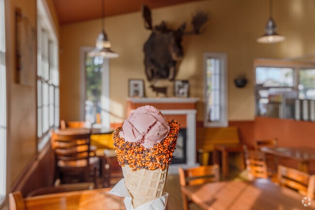 Ice cream is a specialty at the Moose Café in the Bliss Corner neighborhood.