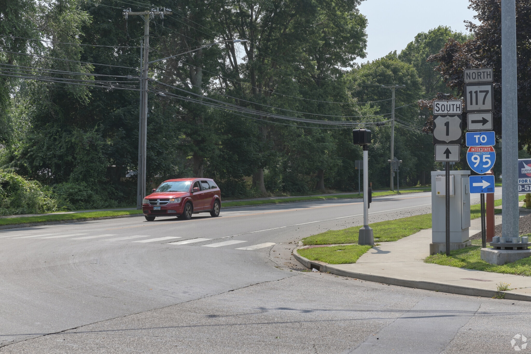 US Route 1 in Poquonnock Bridge has the main intersection at Connecticut Route 117.
