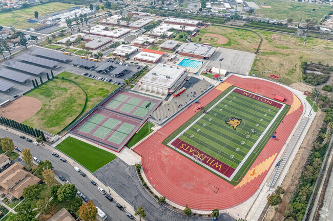 The football stadium at Glen A Wilson High School in Hacienda Heights