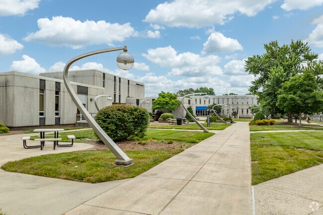 The large campus is filled with beautiful architecture at Gaston Early College High School.