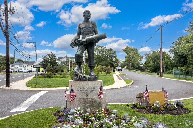 Statue of hometown hero John Basilone in Raritan.