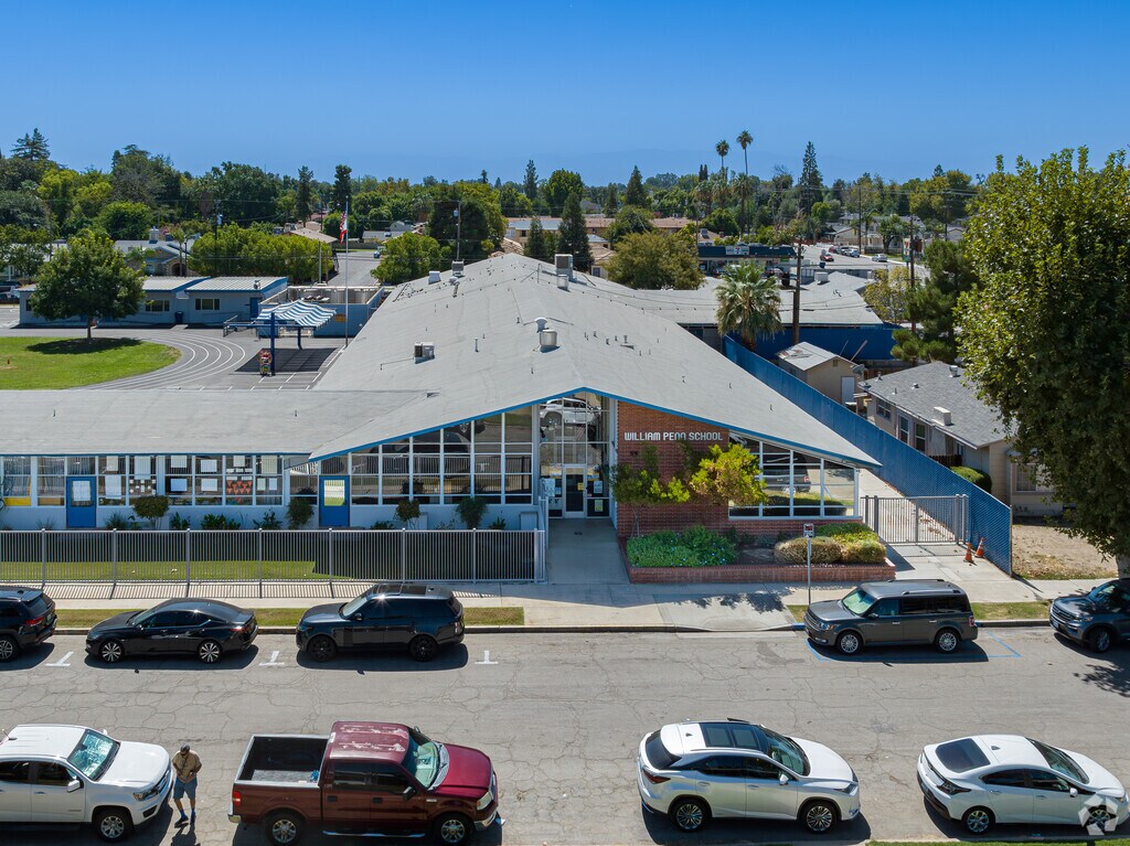 The front entrance to William Penn Elementary School in Bakersfield.