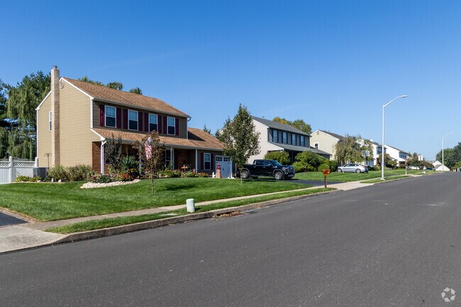 Wide streets and sidewalks are common in the Neshaminy Valley neighborhood.