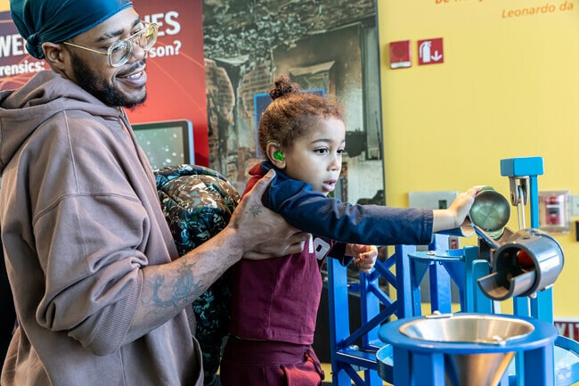 Kids can try Rube Goldberg machines at Downtown Hartford's Connecticut Science Center.