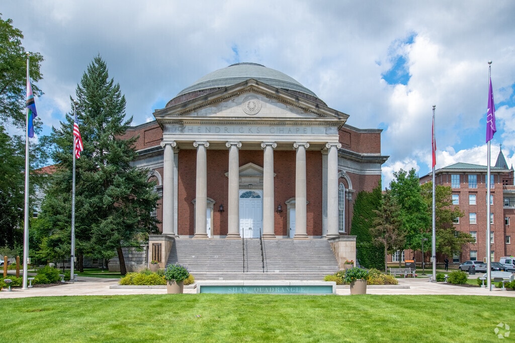 Hendricks Chapel, located on the Syracuse University campus, is a popular place for weddings.