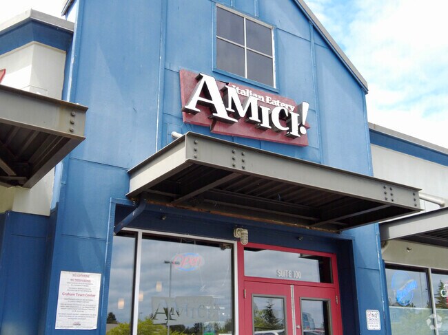 Amici Italian Eatery in Graham town square.