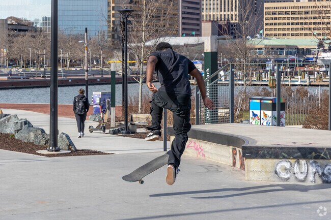 Harwood skaters can head down to Jake's Skatepark which has beautiful harbor views.