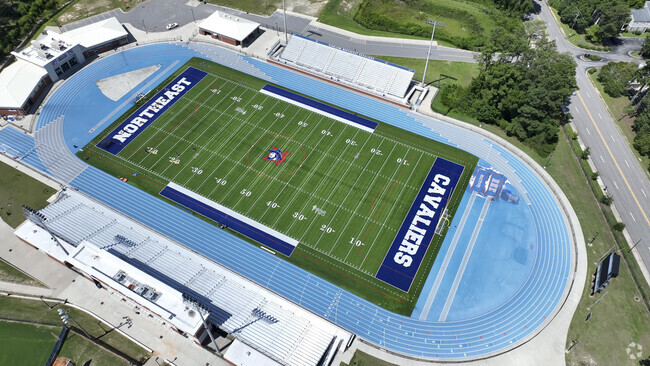 The Richland Northeast High School football stadium has a seating capacity of 4,000.