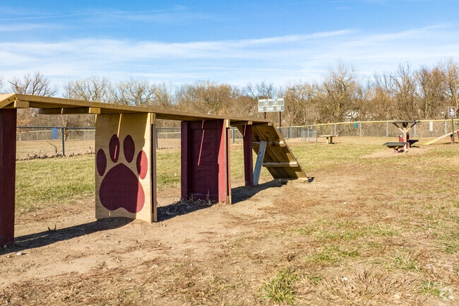 Hefflinger Park offers a dog park with unique agility equipment to engage pups.