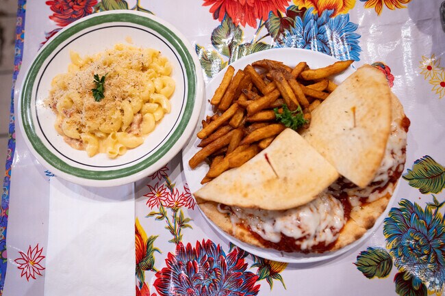 The Junkyard Cafe is known for their mac and cheese and huge meatball sandwiches.