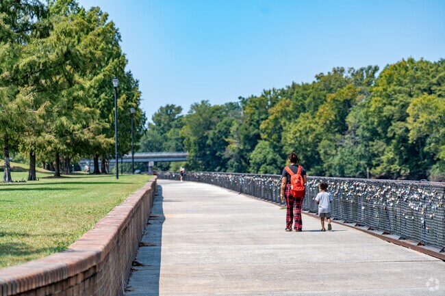 The Greenway at Town Commons Park runs along the Tar River.