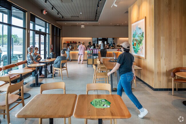 Residents can stop by Starbucks in Angleton for fresh coffee and pastries.