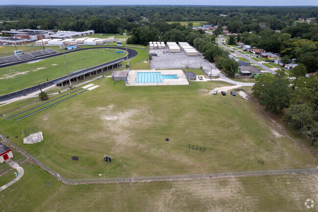 The athletic fields at the Sallye B. Mathis Elementary School.