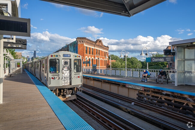 The Damen Blue Line stop connects Wicker Park residents to downtown Chicago and O'Hare Airport.