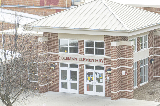 The entrance to Coleman Elementary School welcomes everyone through their doors.