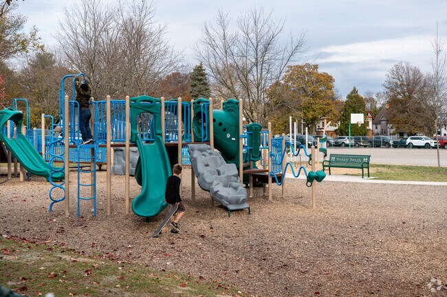 The playground is always active at the DeWitt Elementary School.