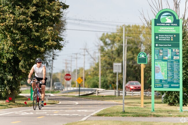 You can ride your bike along the water on the Shoreline Trail on the west side of Old Town.