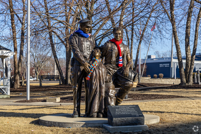 Belvidere's downtown features statues commemorating it's public servants.