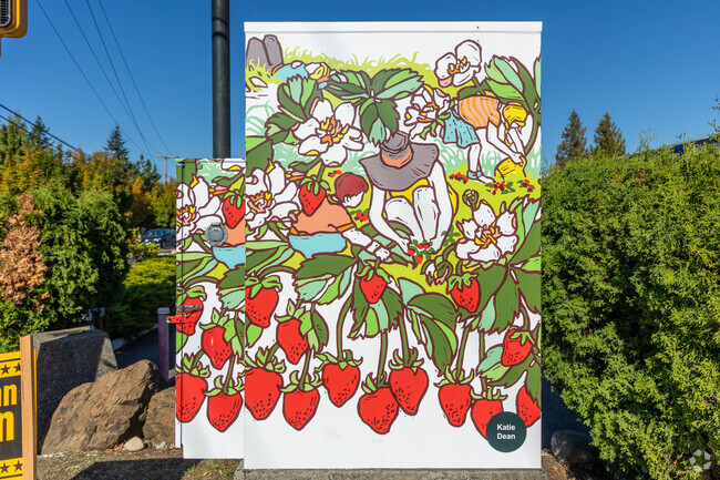 A colorful light box painted by artist Katie Dean brings vibrancy near McMicken Heights.