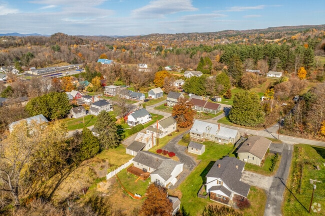 Homes in a more suburban style neighborhood of South Barre are close together with small yards.
