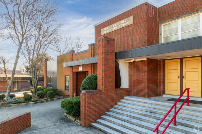 A view of the entrance to Elizabeth D. Redd Elementary School.