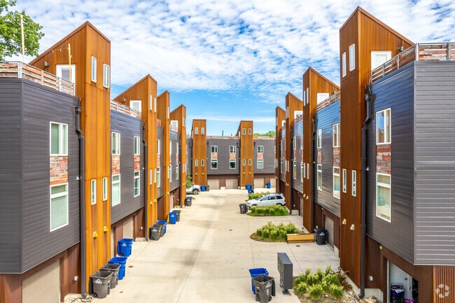 Modern townhomes are the most popular housing option in East Village.