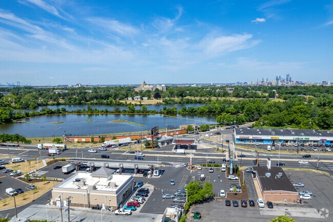 The Cooper River and local retail are located on Route 130 in Pennsauken near Stockton.