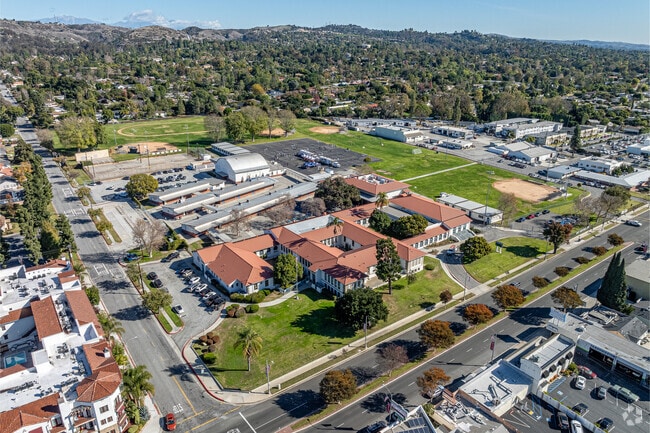 Aerial view of East Whittier Middle School in Whittier