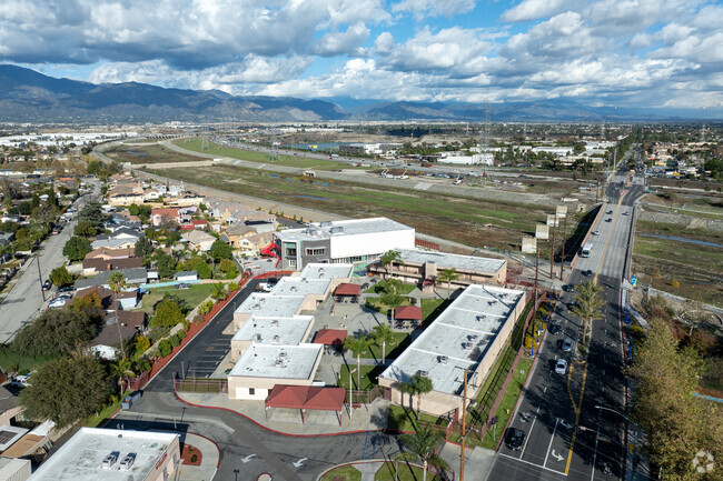 Birds eye view of
Fernando R. Ledesma High School in the city of El Monte, Ca.