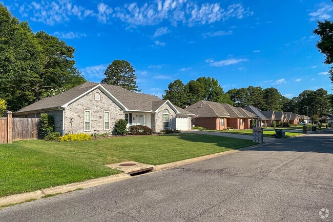 Rows of newly built traditional homes line a quiet street in Downtown Conway, offering modern living with a small-town feel.