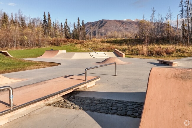 Chugiak skate park is a local spot for skating tricks.