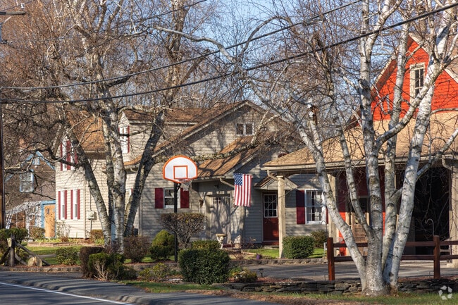 A row of homes in Sunderland, MA.