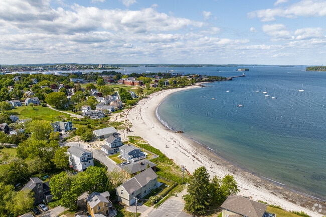 South Portland stretches along Casco Bay with views of Portland’s skyline.