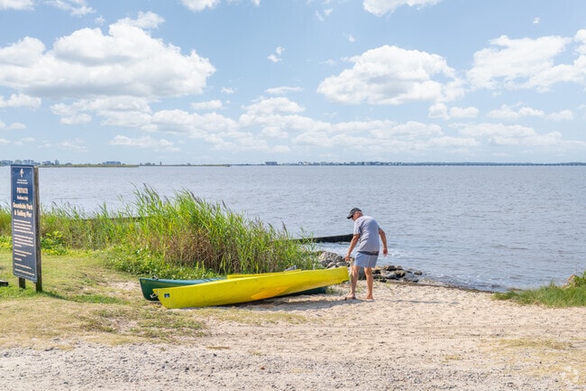 The Village at Nags Head locals enjoy launching kayaks into Roanoke Sound.