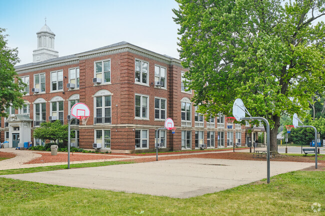 Burns Park Elementary has multiple basketball courts for students.