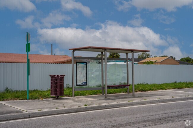 Vista Verde offers shaded bus stops with bus route maps for local residents.