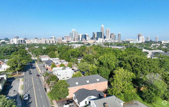 Catch a glimpse of the Charlotte skyline from Eastland-Wilora Lake.