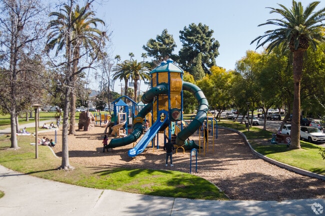Children enjoy the renovated playground at Fremont Park in Glenwood.