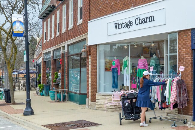 Window shopping is common in the warm weather months in downtown Clarendon Hills.