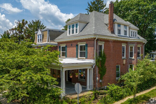 Single family homes in Wissahickon come in the shape of 2 story brick colonials with small yards