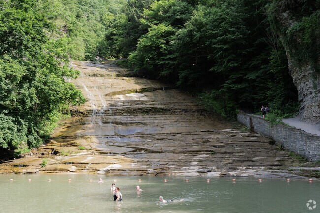Bryant Park and Belle Sherman residents can beat the heat at nearby Buttermilk Falls.