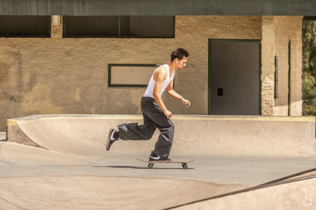 McVicker Canyon Park in Lake Elsinore's Lake View District features a 13,000-square-foot skatepark with bowls, a snake run, and a street plaza, catering to skateboarders of all levels.