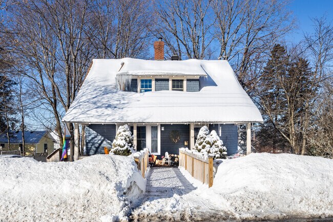 This bungalow can be found in Presque Isle, where its classic, understated style complements the town's unpretentious and community-focused atmosphere.