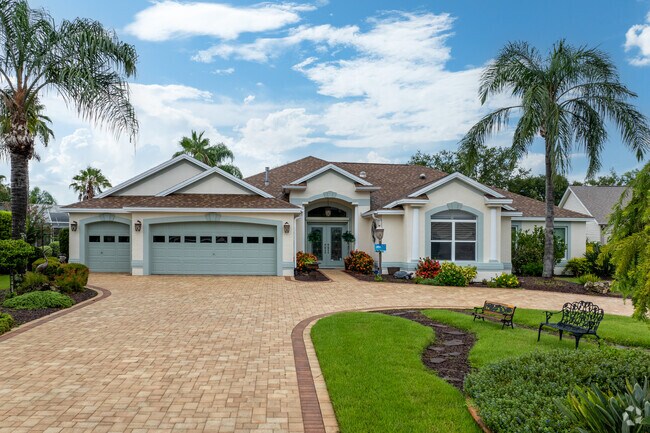 Many of the large contemporary homes in Village of Virginia Trace feature golf cart garages.