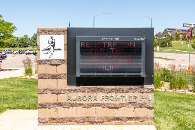 Aurora Frontier K-8 electronic sign to give news of the week.
