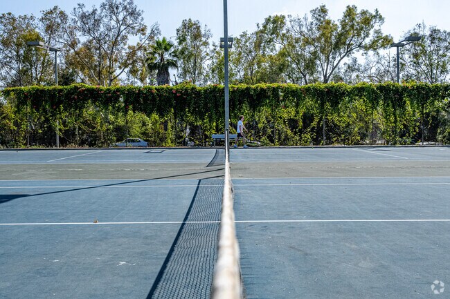 Try your luck at one of the tennis courts available at Los Cerritos Park in Long Beach.