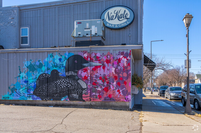 NoKato is a popular bar and restaurant with a loon mural.