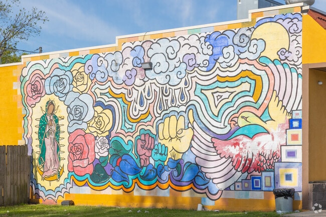 LaSalle Park has several colorful building murals by local artists.